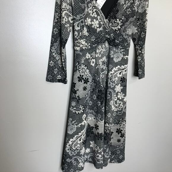 Women's NWT B.Moss Black Lace Print Dress Whimsigoth Witchcore 90s Large - Picture 5 of 8